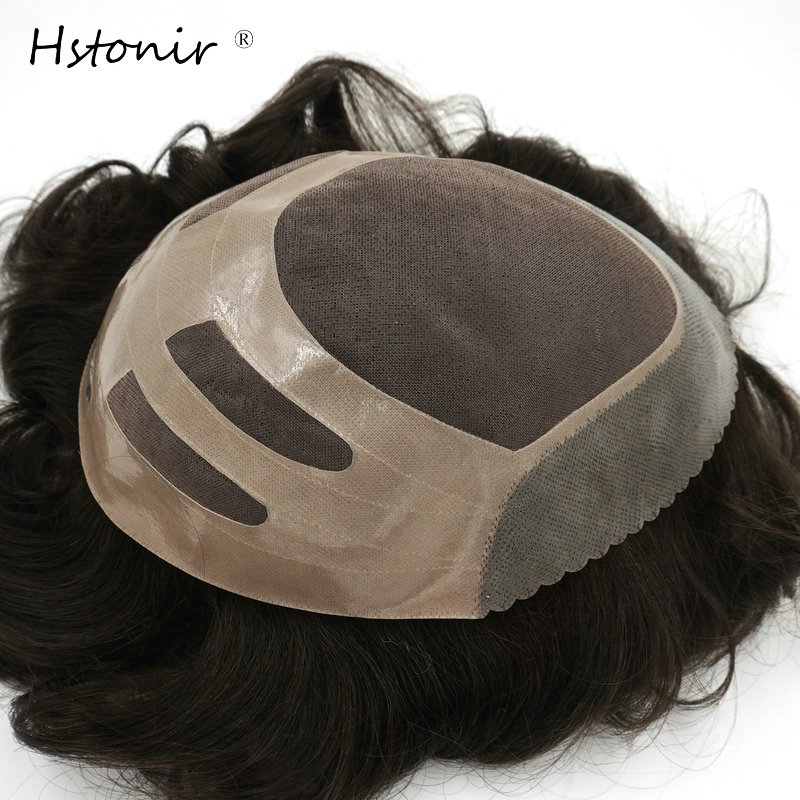 Hstonir Mono Base Wig Lace Hairpiece Man Toupee Indian Remy Hair Pelucas Pelo Natural Humano Postiche Cheveux Humain H033